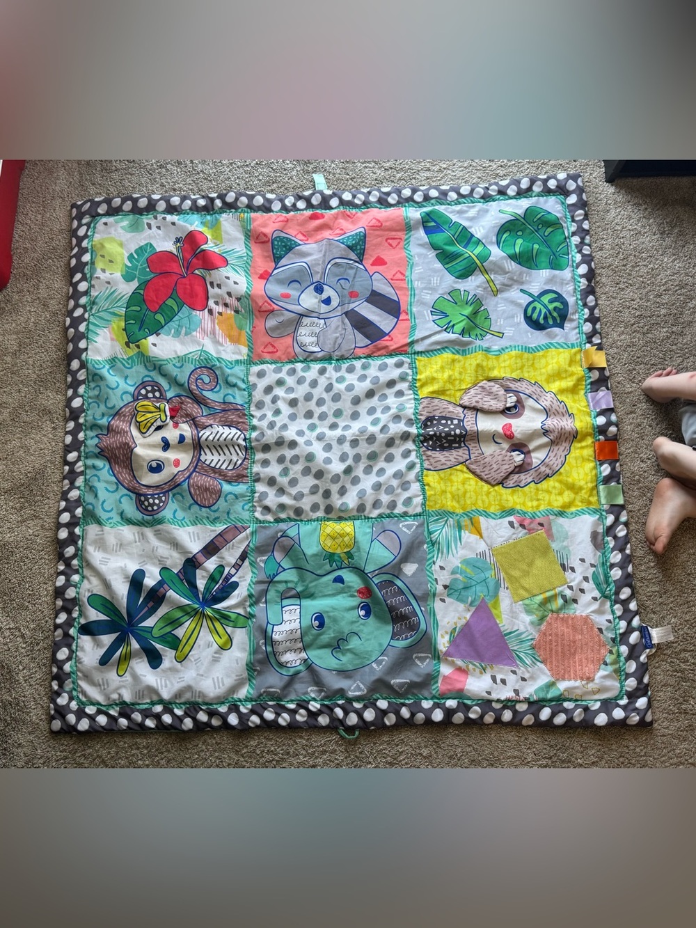 Infantino Large Tummy Time Sensory Mat Jungle Safari Baby Activity Play Blanket